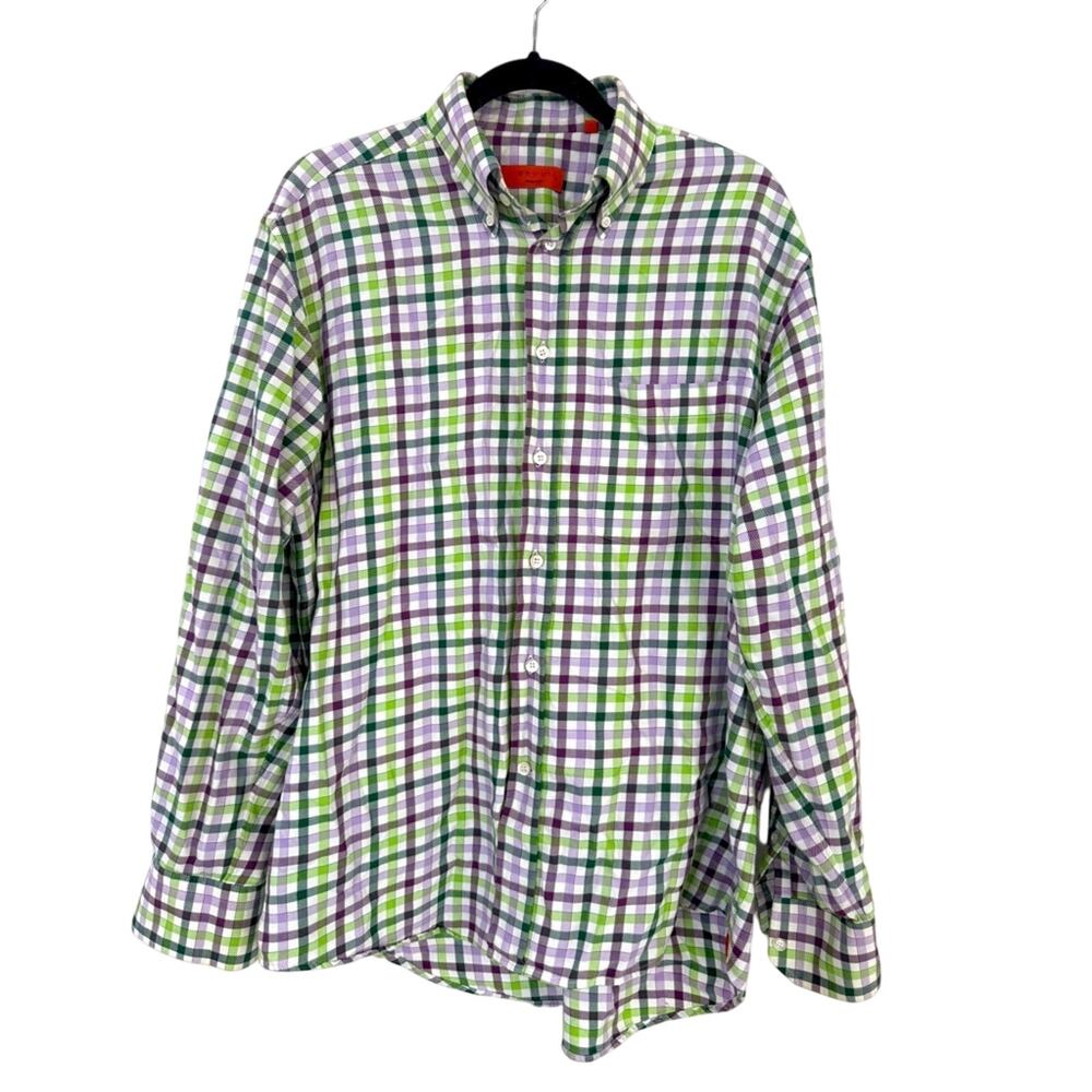 Bruli Swiss Made Checkered Ginaham Button Down Shirt L Preppy Switzerland